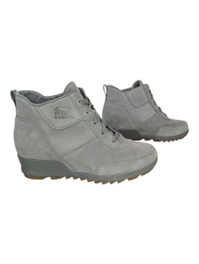 Sorel Evie Sport Lace Wedge Ankle Booty Grey Gray Waterproof Size 9